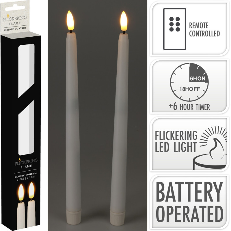 Ljus 2-pack LED Vita 27 cm Ljus 2-pack LED Vita 27 cm