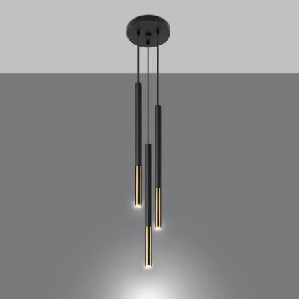 Hängande lampa MOZAICA 3P svart/guld