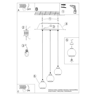 Pendel lampa ALINO 3 svart