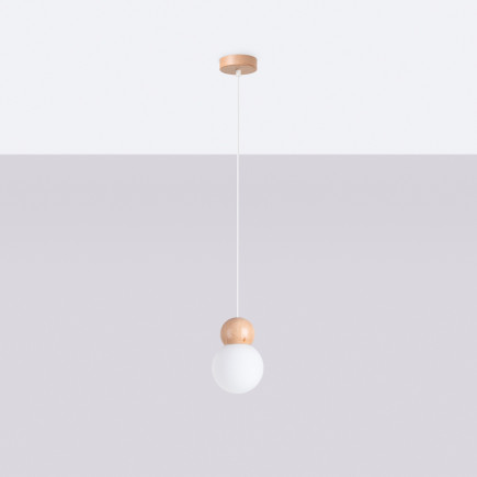 Lampada a sospensione PEKKA 1 bianco/legno naturale