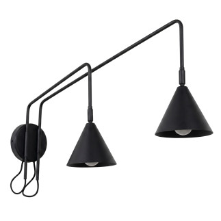 Vägglampa NOX 2 svart med strömbrytare