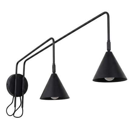 Vägglampa NOX 2 svart med strömbrytare