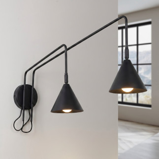 Vägglampa NOX 2 svart med strömbrytare