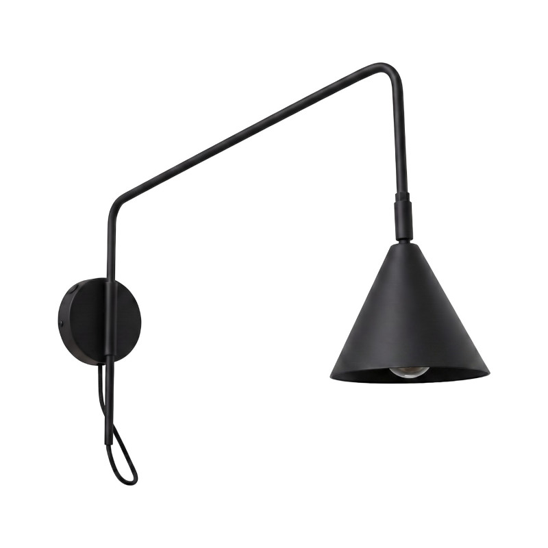 Vägglampa NOX 1 svart med strömbrytare