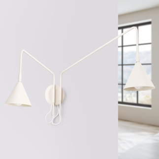 Vägglampa NOX 2 beige med strömbrytare