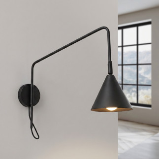 Vägglampa NOX 1 svart med strömbrytare
