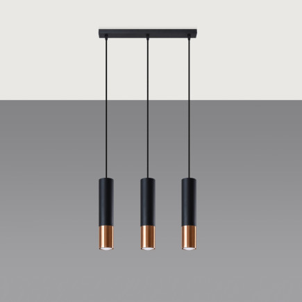 Pendel lampa LOOPEZ 3L svart/koppar