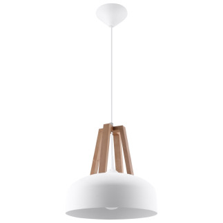 Pendel lampa CASCO vit/naturligt trä