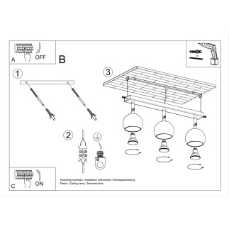 Taklampa OCULARE 3 vit