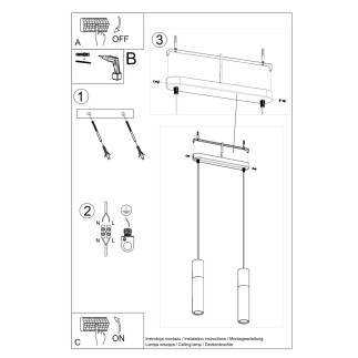 Pendel lampa BORGIO 2 vit