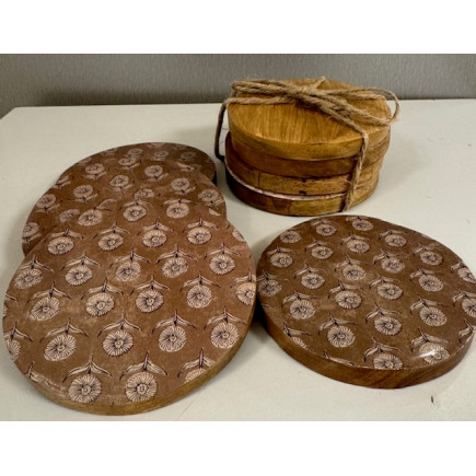 Glasunderlägg Trä/Emalj 4-pack