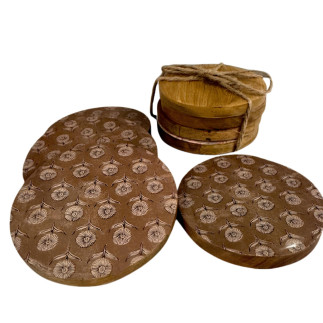 Glasunderlägg Trä/Emalj 4-pack