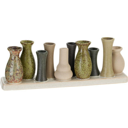 Vas Minivaser Beige/Grön Keramik 30 cm