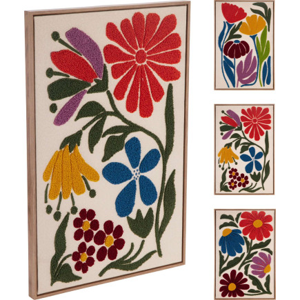 Tavla Växter Blommor Flossad med ram 50x40 cm