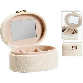 Smyckeskrin Ovalt Textil Beige 12 cm