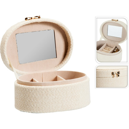Smyckeskrin Ovalt Textil Beige 12 cm