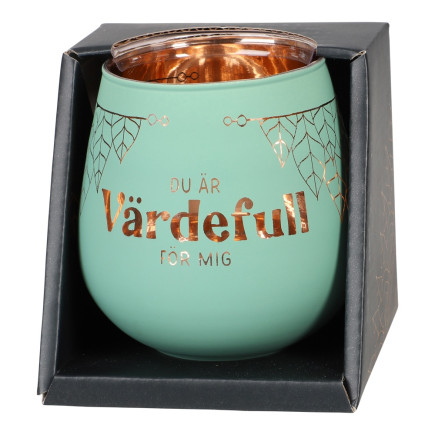 Lykta Du Är Värdefull För Mig Glas Mirror Candle med text Ljuslykta