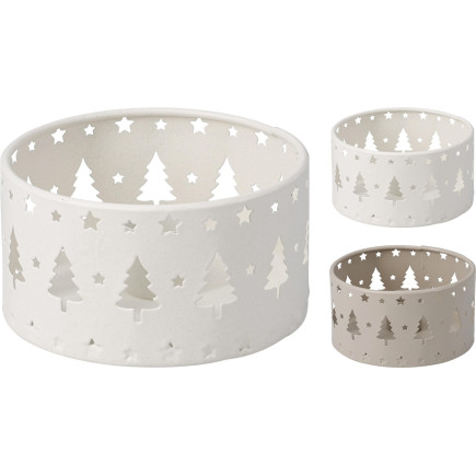 Ljusstake Jul Granar Offwhite Metall 10 cm