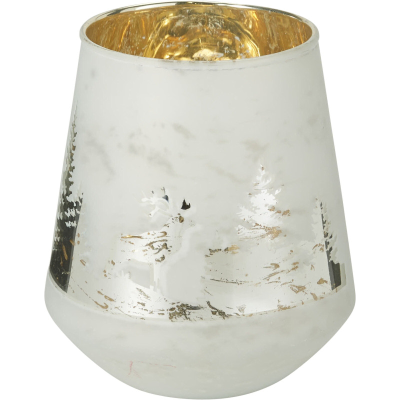 Ljuskopp Glas Renar Vit/Guld 17 cm Ljuskopp Glas Renar Vit/Guld 17 cm