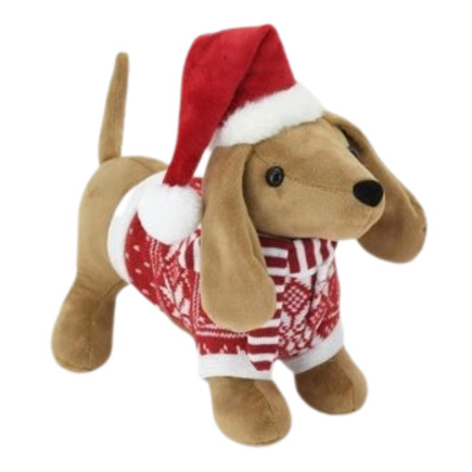 Hund Tomte Textil Brun 32 cm