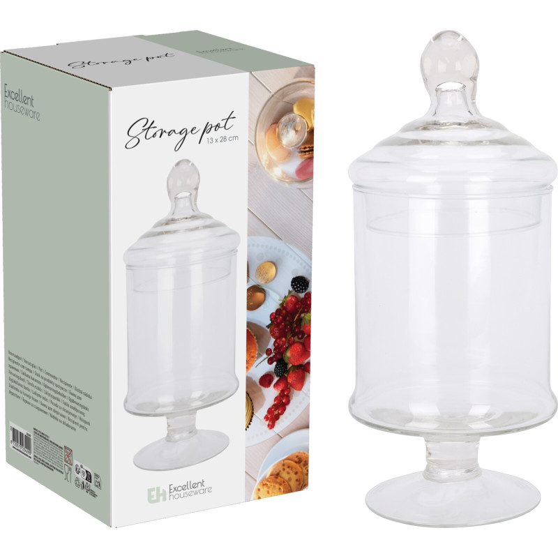 Burk Glas med lock Kakburk 28 cm
