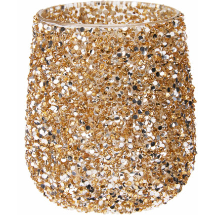 Ljushållare Guld Glitter Glas 10x10 cm