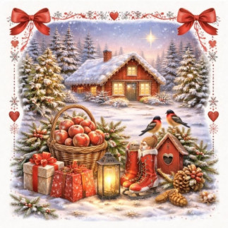 Kaffeservetter Vintrig Jul Domherre 25x25 cm 20-pack