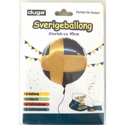 Folieballong 45cm ballong svenska flaggan student