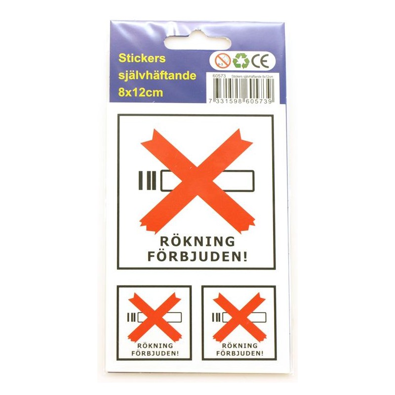 Stickers Rökning Förbjuden 6-p dekal klistermärke