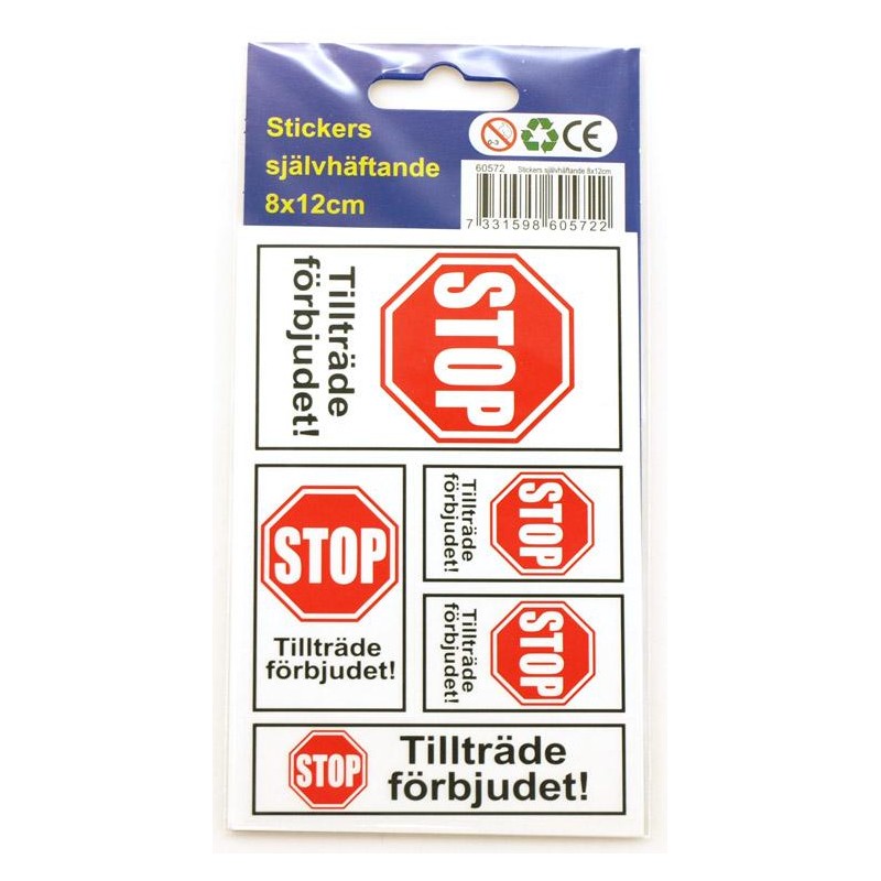 Stickers Tillträde Förbjudet  STOP 10-pack dekal klistermärke