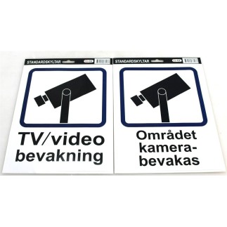 Stickers Området Kamerabevakas Larm A4