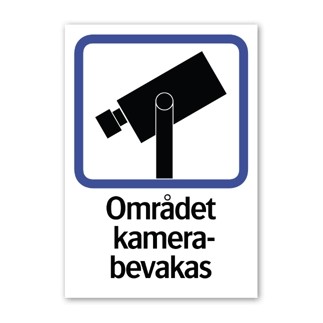 Stickers Området Kamerabevakas Larm A4