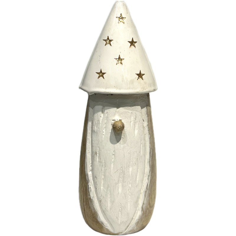 Tomte Trä Natur Avlång Spetsig mössa 21 cm