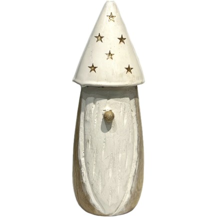 Tomte Trä Natur Avlång Spetsig mössa 21 cm