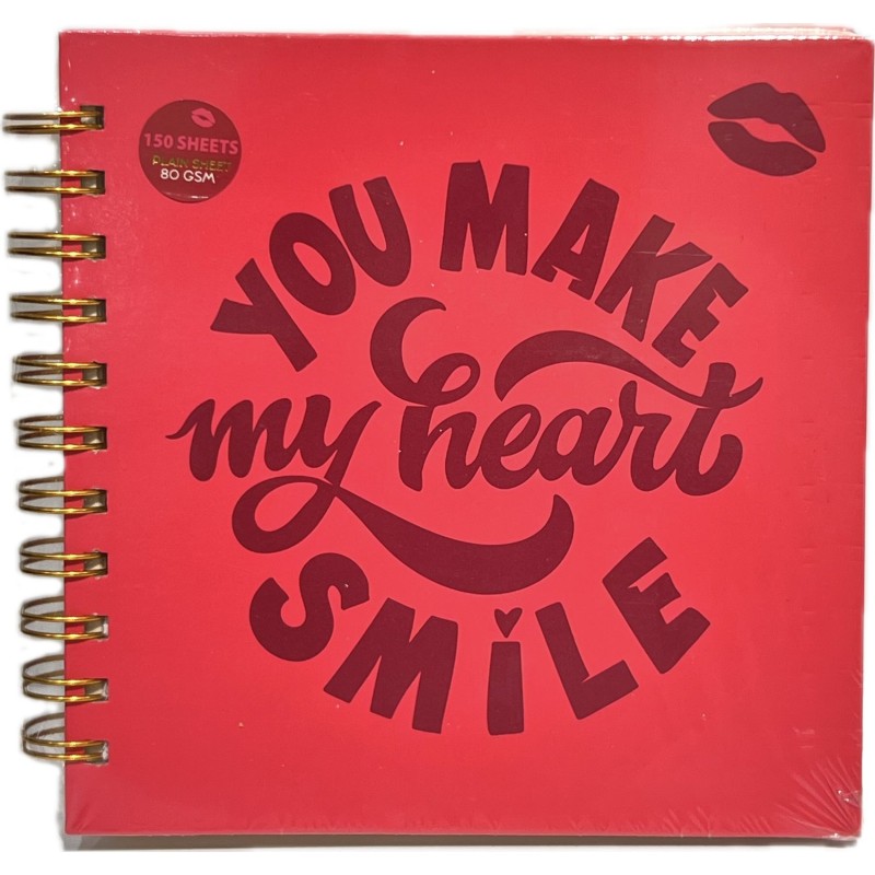 Anteckningsbok You Make My Heart Smile Rosa 
